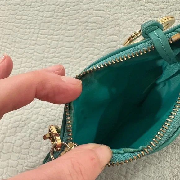 Tory Burch Teal Key & Card Holder with Gold Accents - Picture 5 of 9